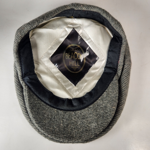 BEACON HILL Driving Flat Cap Hat Men's Large Gray Wool Newsboy Dadcore Vintage - Picture 3 of 9